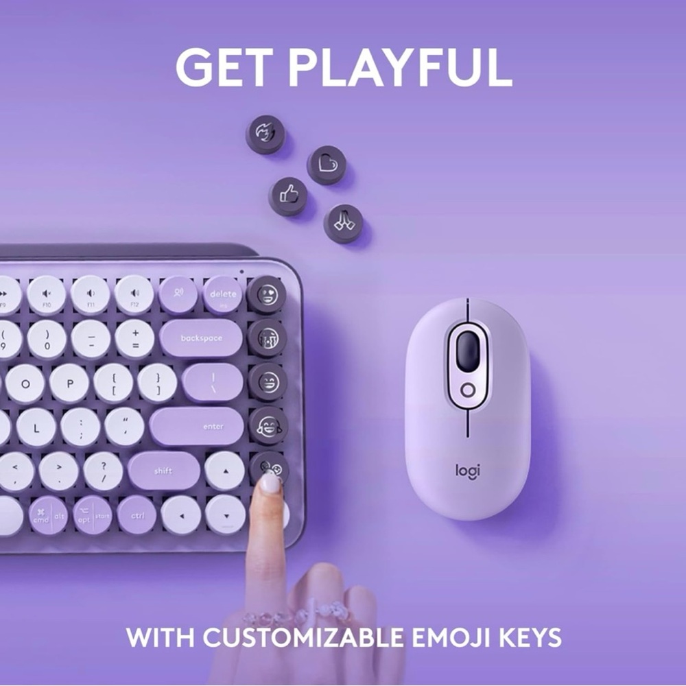 Logitech Purple Wireless Retro Round-Key Keyboard - Picture 10 of 11